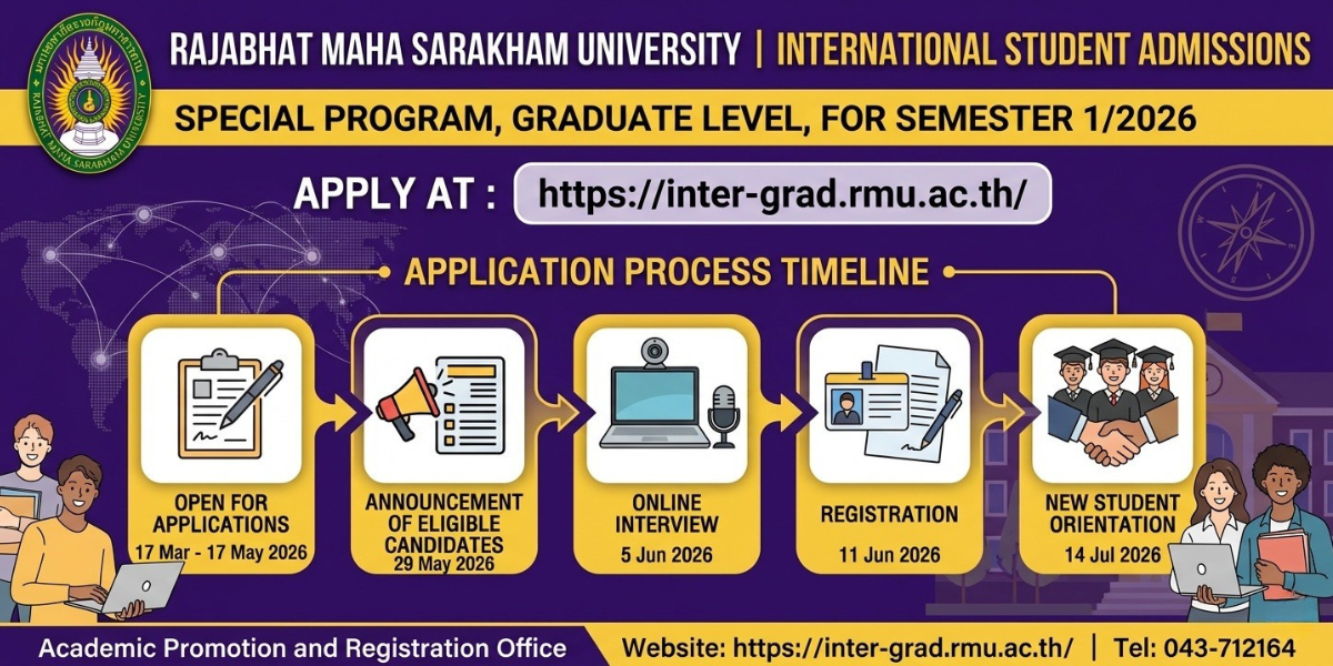 Rajabhat Maha Sarakham University (RMU) is now open for International Student Admissions (Special Program, Graduate Level) for Semester 1/2026